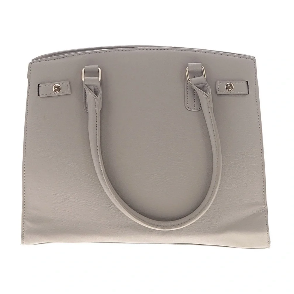 BCBG PARIS ~ Large Gray Satchel Hand Bag w/Beige Lining Gold Tone Hardware